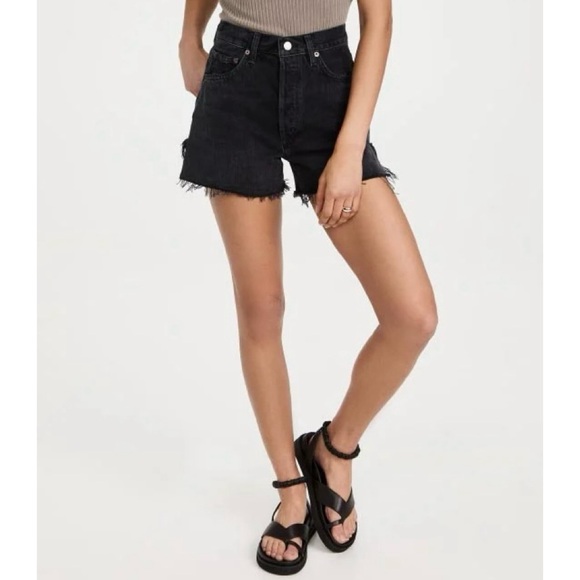 Agolde Pants - Agolde Dee high waisted denim shorts black